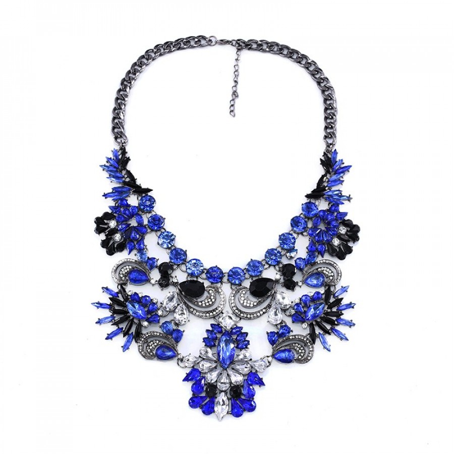 Amazon.com: Purple Dew Handmade Beaded Rays Blue Collar Bib Fashion Statement  Necklace : Clothing, Shoes & Jewelry