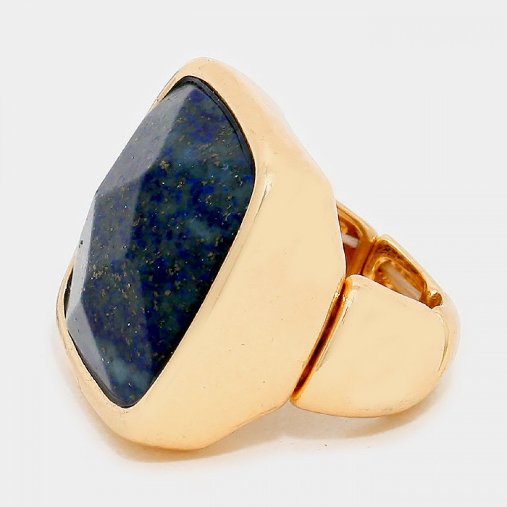 Precious Cosmos Blue Stone Square Statement Ring