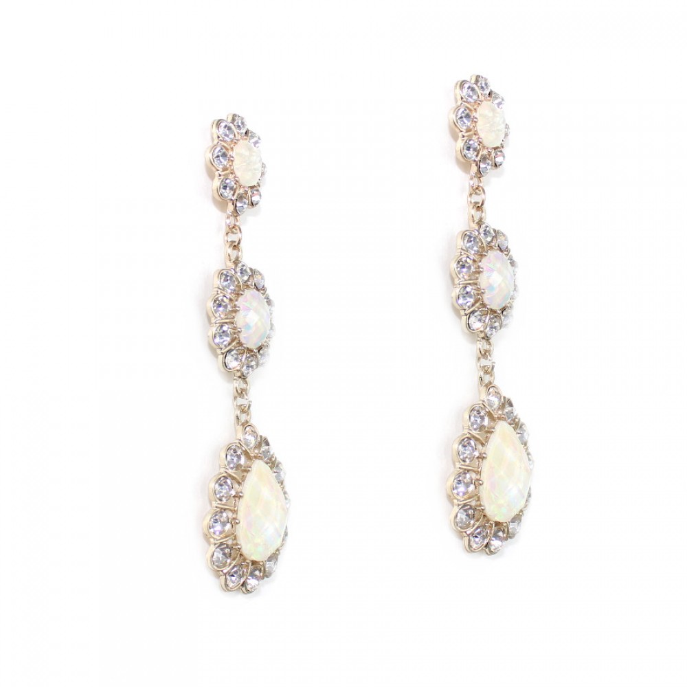 Mystic Bezel Vitrail Floral Holographic Crystal Bridal Dangling