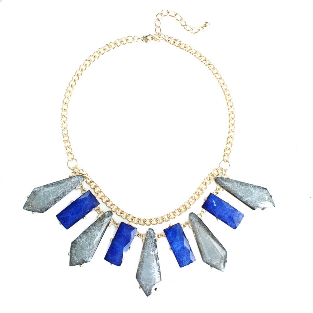 Koi Futuristic Silver Wisp Geo Stone Necklace