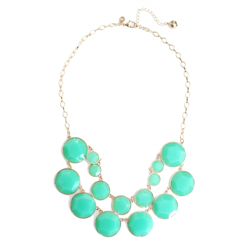 Mint Green Faceted Round Bauble Statement Necklace