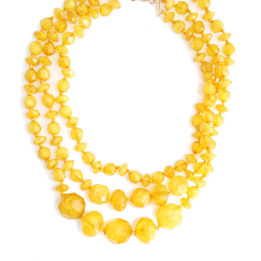 Dark Mustard Yellow Crystal Necklace By Hidayat