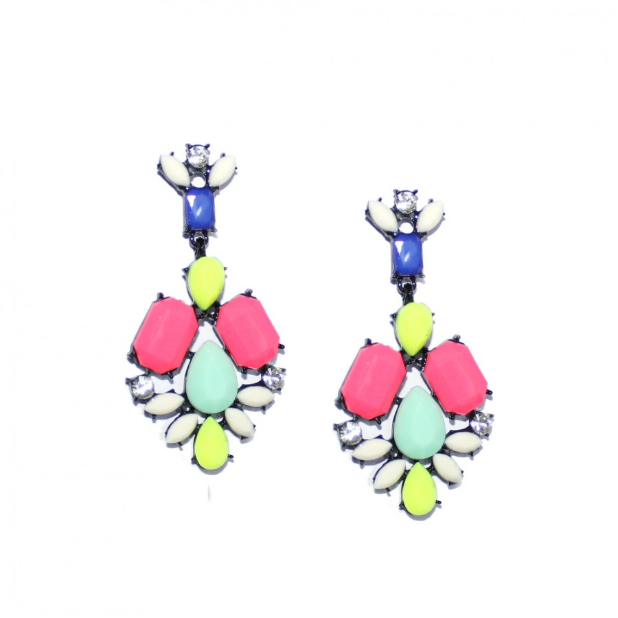 Candy Confetti Neon Pastel Geometric Stones Statement Stud Earrings