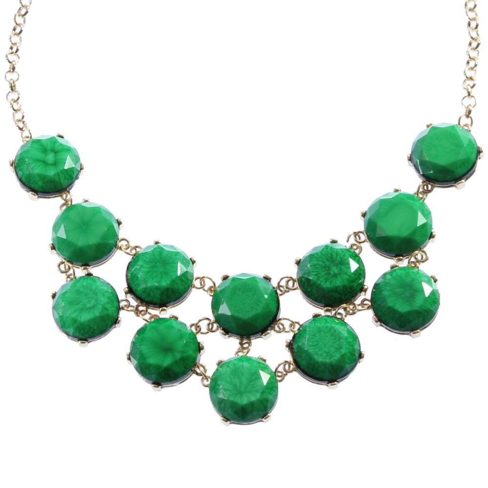 Emerald Green Marbled Stone Bauble Box Necklace