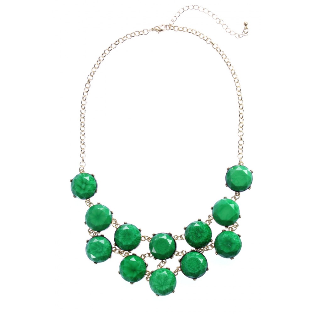 Emerald Green Marbled Stone Bauble Box Necklace Kate Spade Inspired