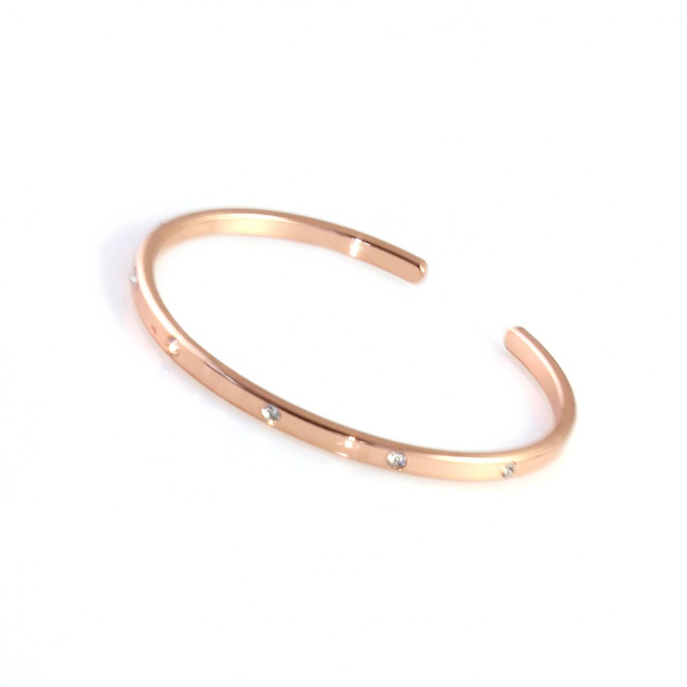 Rose Gold Crystal Inlaid Dainty Delicate Elegant Cuff Bracelet