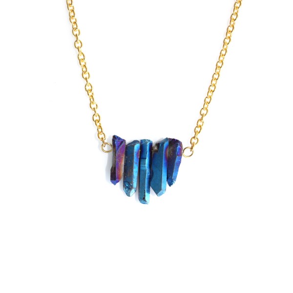 Titanium Rainbow Five Point Quartz Crystal Necklace