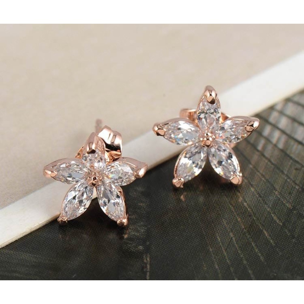 Dainty Daisy Austrian Crystal Valentines Gift Stud Earrings
