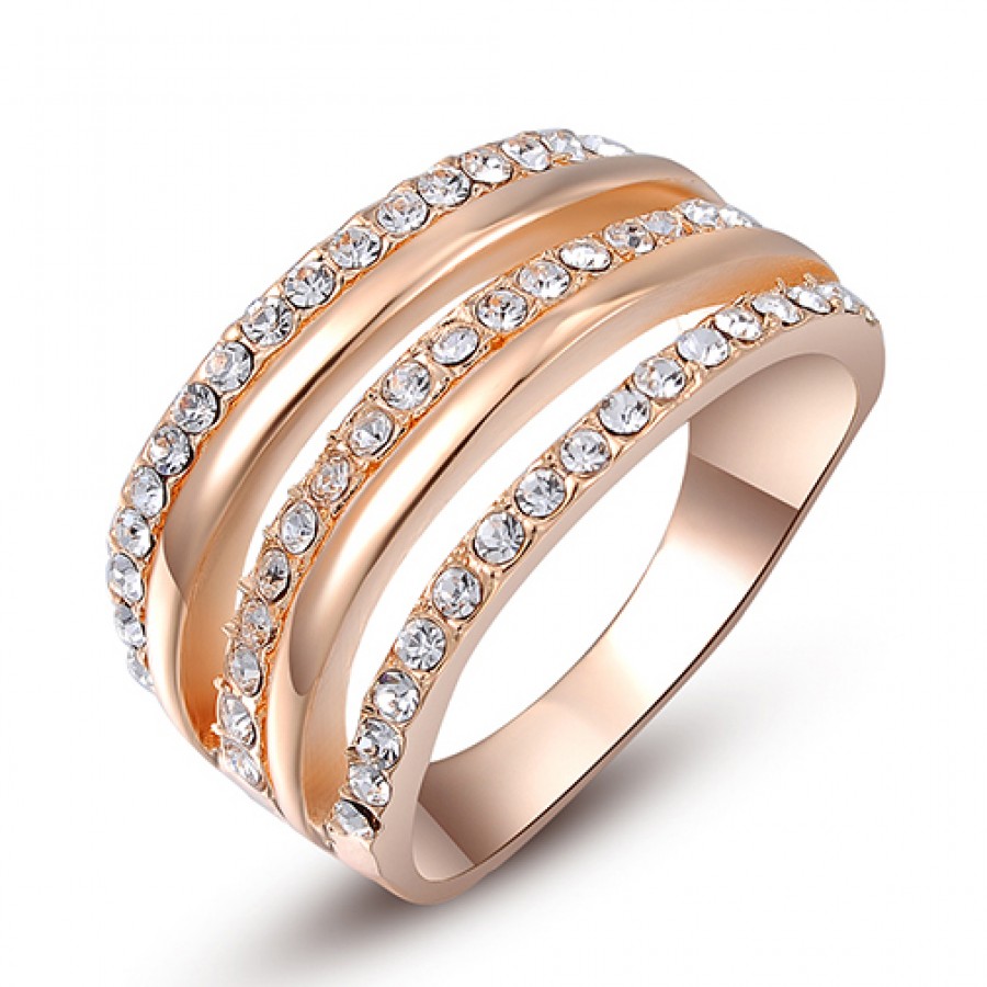 Crystal Pave Dainty Sparklers Stack Ring Cubic Zirconia 18k Rose Gold ...