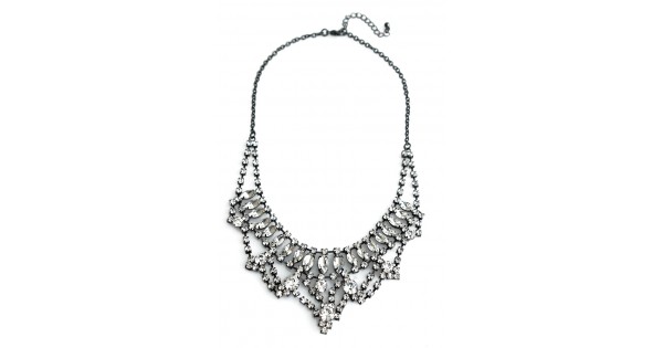 Ice Waterfall Crystal Black Chain Glam Necklace