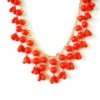 Red Firework Beaded Statement Bib Necklace