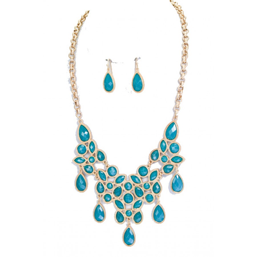 Turquoise bib-necklace Collar minty lace Round large ring aqua Elegant  necklace - Shop BionikaStore Collar Necklaces - Pinkoi