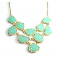 Mint Druzy Stone Link Bib Necklace