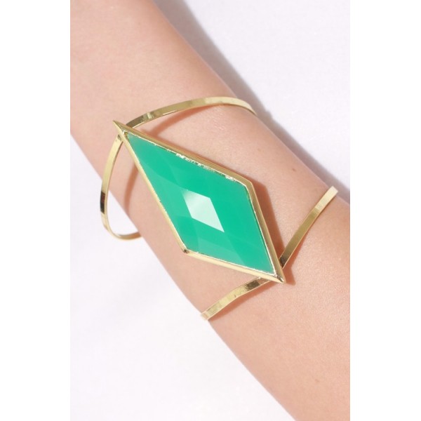 Mint Geometric Stone Cut-Out Cuff Bracelet