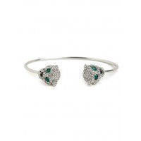 Silver Crystal Jaguar Head Bracelet 