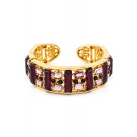 Glam Amethyst Stone Cut-Out Cuff Statement Bracelet