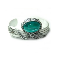 Turquoise Arty Marbled Agate Stone Wrap Cuff Bracelet