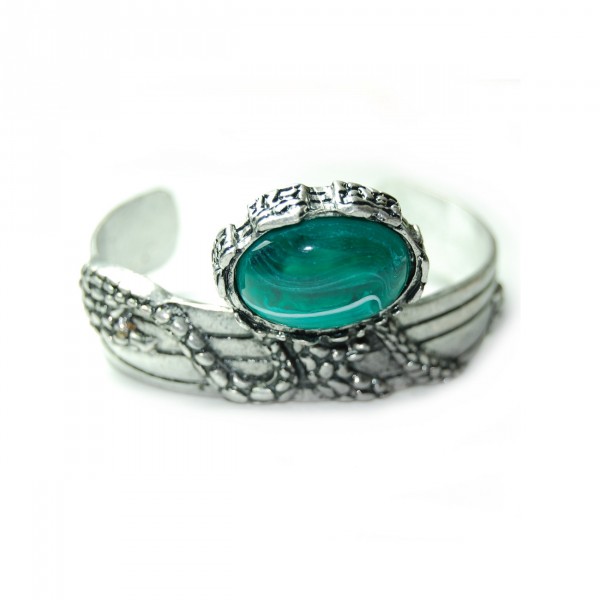 Turquoise Arty Marbled Agate Stone Wrap Cuff Bracelet