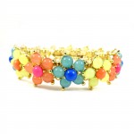 Pastel Spring Garden Cabochon Statement Bracelet