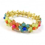 Pastel Spring Garden Cabochon Statement Bracelet