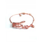 Rose-Gold Rhinestone Encrusted Love Charm Bracelet
