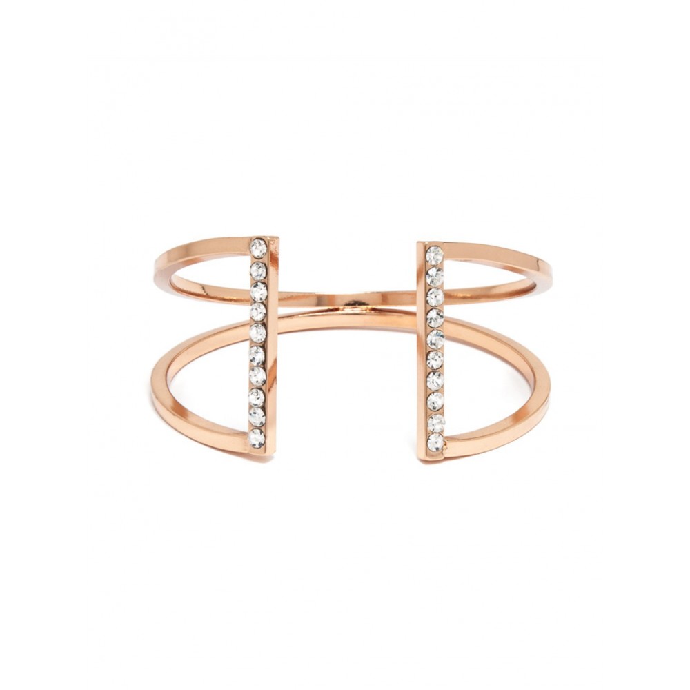 Chic Rose Gold Pave Parallel Statement Cuff Bracelet