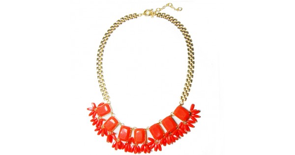 Anthony Alexander Orange Swarovski Crystal and Gold Bead Statement Necklace  - Beach House Gift Boutique