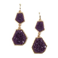 Amethyst Geometric Geode Statement Earrings