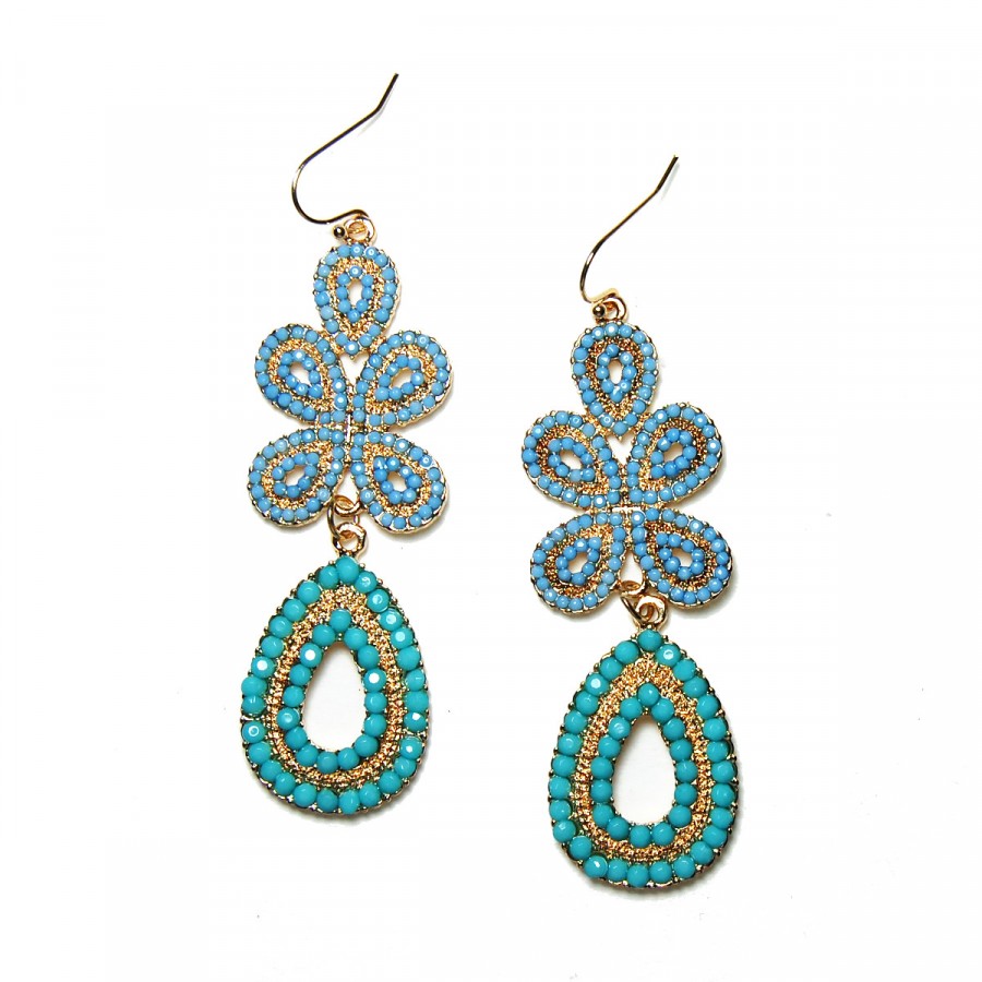 SALLA Turquoise Pearl geometric chandelier statement drop earrings, si –  Tyynikki