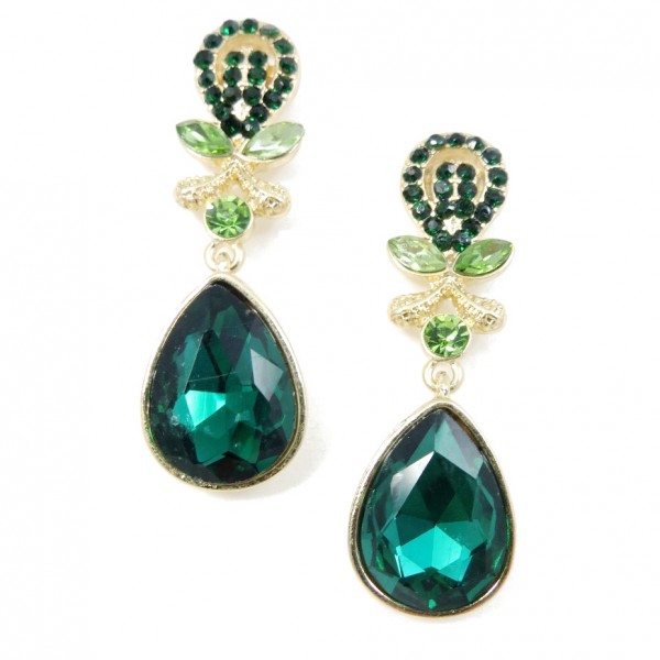 Emerald Floral Teardrop Earrings