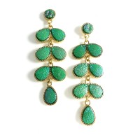 Druzy Holographic Stones Handcrafted Drop Earrings 