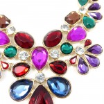 Krishna Jewel Toned Gemstone Floral Statement Necklace (Back in Stock)
