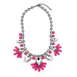 Diamante Neon Pink Floral Bib Necklace