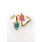 Dainty Duo Tone Gem Gold Ring