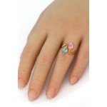 Dainty Duo Tone Gem Gold Ring