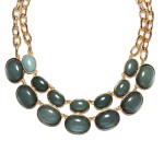 Starry Night Opal Ovalline Stone Double Layer Bib Necklace