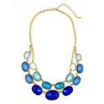 Ombre Cobalt Oval Double Row Bib Necklace