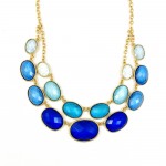 Ombre Cobalt Oval Double Row Bib Necklace
