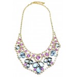 Delicate Pastel Crystal Teardrop Statement Bib Necklace