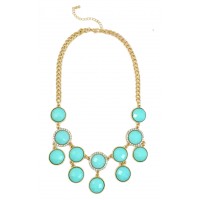 Aqua Bubble Dots Crystal Encrusted Statement Bib Necklace