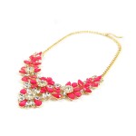 Amaryllis Hot Pink Stone Flower Crystal Statement Necklace