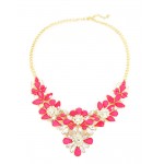Amaryllis Hot Pink Stone Flower Crystal Statement Necklace