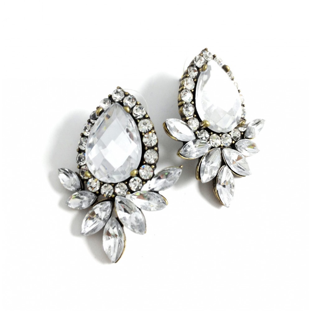 Angelion Crystal Marquise Statement Stud Vintage Fashion Bridal Earrings