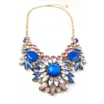 Pastel-Sapphire Spike Crystal Mix Statement Necklace