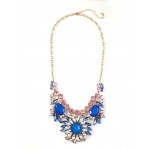 Pastel-Sapphire Spike Crystal Mix Statement Necklace