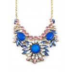 Pastel-Sapphire Spike Crystal Mix Statement Necklace