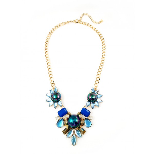 Cleopatra Holographic Blue Marquise Necklace