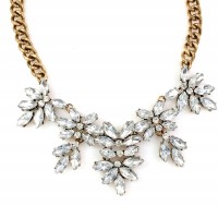 Fiona Crystal Fern Antique Gold Necklace 