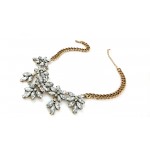 Fiona Crystal Fern Antique Gold Necklace 