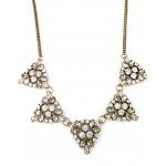 Triad Station Mixed Crystal Stone Cluster Vintage Statement Necklace